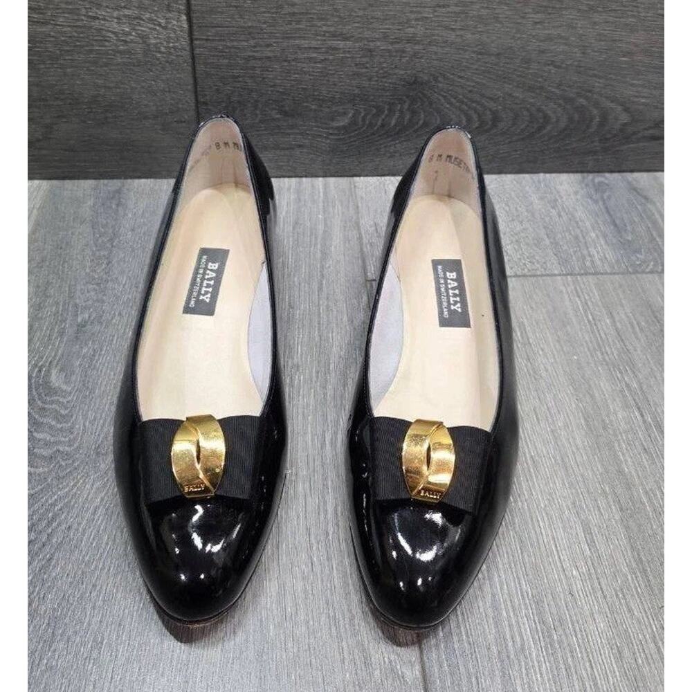 BALLY black patent leather shoes Italy Made size 8 M S000116